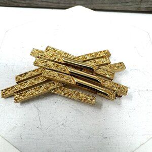 Vintage Monet  Gold Tone Brooch Pin With Textured Geometric Design